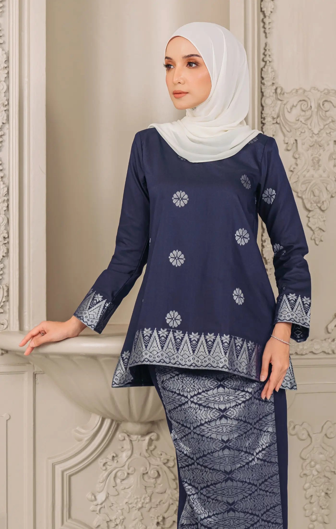 Aryana Kurung Kedah | Blue Black Silver — alternate view