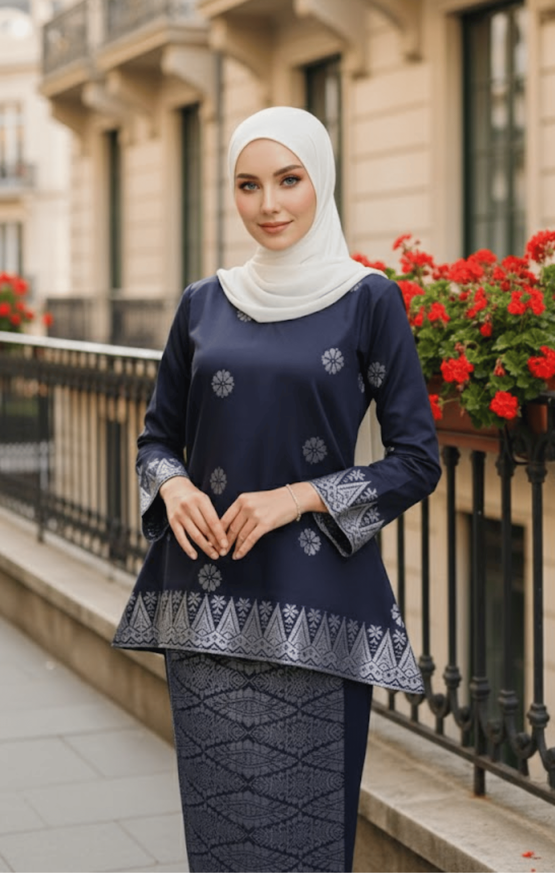 Aryana Kurung Kedah | Blue Black Silver